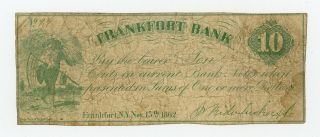1862 10c J.  Bidenbecker - Frankfort,  York Merchant Scrip At Frankfort Bank