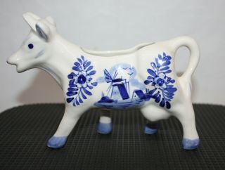 Vintage Porcelain Delft Blue Cow Creamer Hand Painted Holland 46