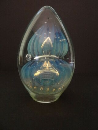 Vintage Robert Eickholt Art Glass Paperweight Iridescent Egg 2000 Signed 3.  5 " H