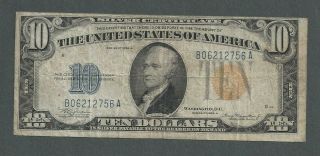 1934 United States $10 Ten Dollars Silver Certificate Gold Seal Note - S212