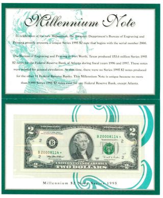 1995 Millennium $2 Star Note York District Sn B20008114 (5421)