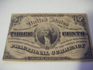 1863 United States Fractional Currency,  Three Cent Note