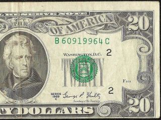 1969 C $20 Dollar Bill Misaligned Printing Error Note Currency Paper Money