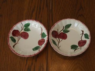 Two Vintage Southern Potteries Blue Ridge Crab Apple 5 - 1/4 " Dessert Bowls