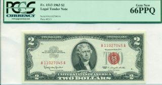 Fr 1513 1963 $2 Legal Tender Note Gem 66 Ppq