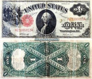 1917 United States $1 One Dollar Legal Tender Note George Washington Portrait