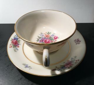 Lenox Rose By Lenox Vintage Fine Bone China J300 Footed Cup & Saucer Made In Usa
