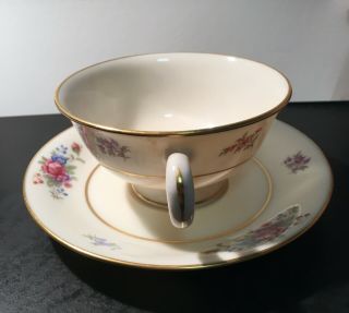 Lenox Rose by Lenox VINTAGE Fine Bone China J300 Footed Cup & Saucer Made in USA 2