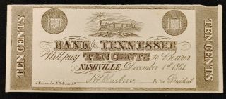 Counterfeit Tn - N3 Ten Cent Bank Of Tennessee Nashville Circa 1861 639