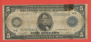 Fr 859a Five Dollars ($5) Series Of 1914 Federal Reserve Note Cleveland Ohio