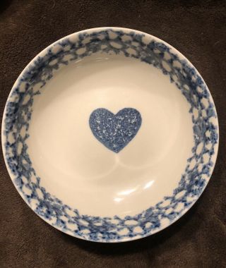 Tienshan Folk Craft Sponge Blue Hearts Cereal Bowl