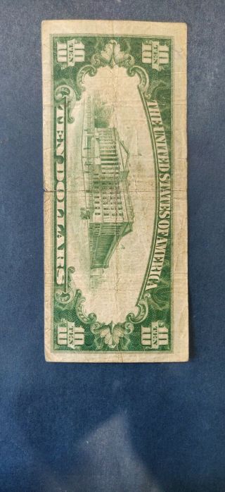 1929 $10 THE FEDERAL RESERVE BANK OF YORK NY NATIONAL CURRENCY B02499679A 2