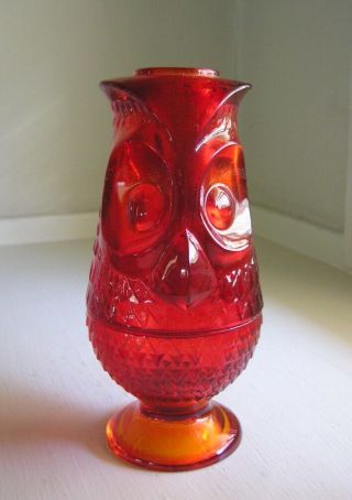 Vintage Viking Glass Owl Fairy Lamp Ruby Amberina