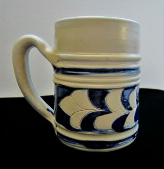 Williamsburg Stoneware Pottery Coffee Mug Salt Glazed Cobalt Blue