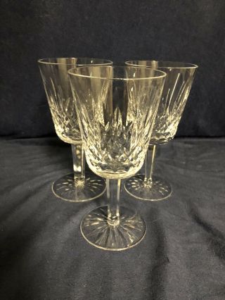 Waterford Lismore Three Water Goblets 6 7/8” Tall 8 Oz.
