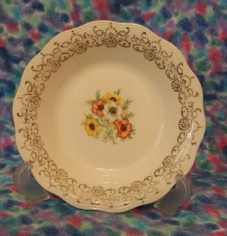 Vintage French Saxon China Co.  Golden Poppy Bowl Made In Usa 22 K Gold