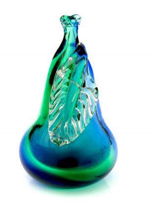 Murano Luigi Onesto Oball Art Glass Pear Sculpture Label