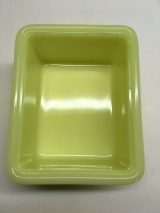 Vintage McK Mckee Small Refrigerator Dish with Lid Yellow Green Glass 5 