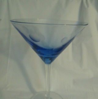 WATERFORD MARQUIS CRYSTAL POLKA DOT SAPPHIRE BLUE MARTINI GLASSES - SET OF 2 2
