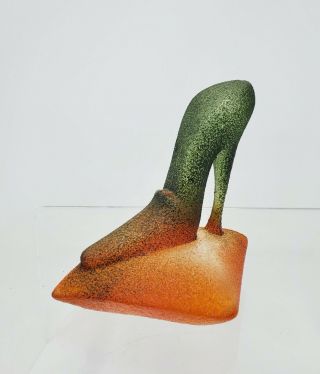 Kosta Boda Glass Slipper Shoe On Pillow Figurine,  Kjell Engman