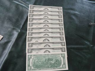 1976 Bicentennial (10) $2 Bills Consecutive Numbered From Ny