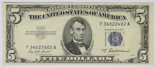 $5 1953 - A Silver Certificate Fr 1656 Blue Seal