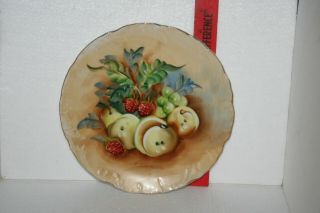Vtg Norcrest Japan Embossed Fine China Hand Painted Fruit Wall Plate Gold Gilt