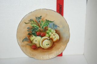 Vtg Norcrest Japan Embossed Fine China Hand Painted Fruit Wall Plate Gold Gilt 2