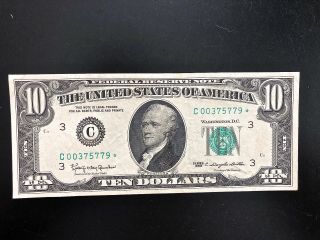 Uncirculated 1963 - C $10 Washington D.  C.  Federal Reserve Star Note