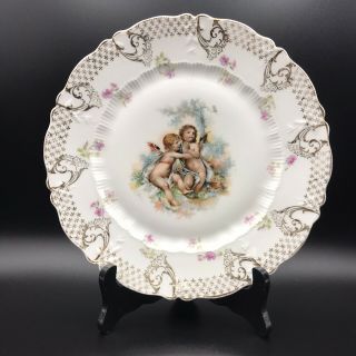 Vintage Carl Tielsch C.  T.  Altwasser Germany Porcelain Cherub Flower Plate Gold