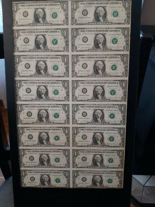 1981 York $1 Uncut Sheet Of 16 Frn Notes 13