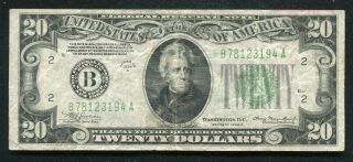 1934 - A $20 Twenty Dollars Frn Federal Reserve Note York,  Ny Very Fine