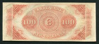 1800 ' s $100 CANAL BANK ORLEANS LOUISIANA OBSOLETE REMAINDER ABOUT UNC 2