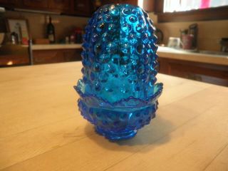 Fenton Hobnail Colonial Blue Fairy Lamp