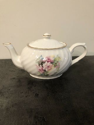 Staffordshire England Arthur Wood & Son Blue Floral Teapot 6738