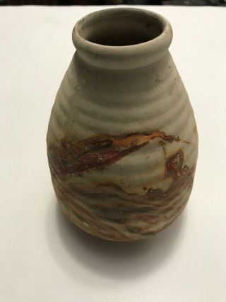 Nemadji Indian Pottery Swirl Vase Native Clay 6” Stamped