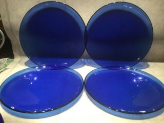 Vintage Cobalt Blue Dinner Plates - Set Of 3 - 10.  75 "
