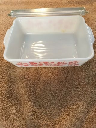 Vintage Pyrex 0503 Pink Gooseberry Refrigerator Dish Bowl With Cover Lid 1.  5 Qt