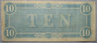 Civil War Relic Confederate $10.  00 Note, .  Unbent & Unwrinkled 2