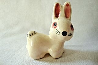 Vintage Hand Painted Pottery Sitting Bunny Rabbit 3 Inches Tall,  Shawnee?