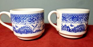 Set of 2 Vintage BLUE WILLOW Coffee/TEA CUPS Marked 