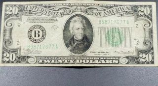 1934 A $20 Frn Federal Reserve Note Bill Circulated Money Currency York