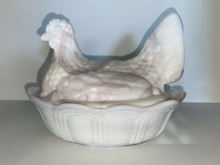Fenton Art Glass Hen On Nest Covered Dish - Plum Slag (w/ Mark) - 5”