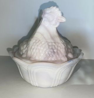 Fenton Art Glass Hen On Nest Covered Dish - Plum Slag (w/ Mark) - 5” 2