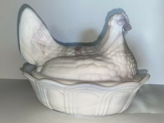 Fenton Art Glass Hen On Nest Covered Dish - Plum Slag (w/ Mark) - 5” 3