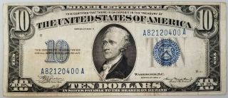 Series Of 1934 A $10 Silver Certificate Fr.  1702.
