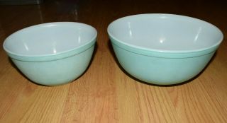 Pyrex Vintage 402 403 Robins Egg Turquoise Blue Nesting Mixing Bowls