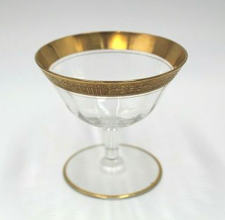 Tiffin Gold Encrusted Optic Set Of 6 Crystal Champagne Coupe Glasses Vintage