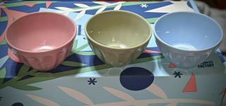 Pier 1 Mini Ceramic Stoneware 3 Prep Bowls Set FabFitFun Green Blue Pink NIB 2