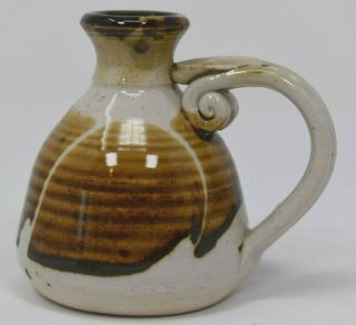 Volcano Ca Small Art Pottery Vase Hand Crafted Handmade Marked Handled 3.  25 "